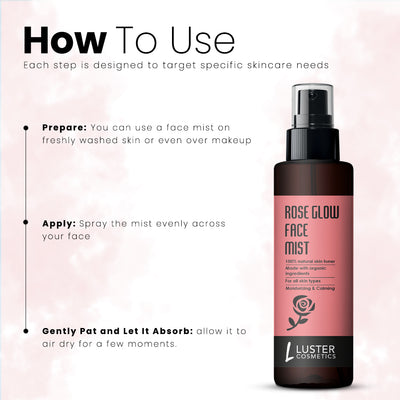 Luster Cosmetics Rose Glow Face Mist Skin Toner - 115ml