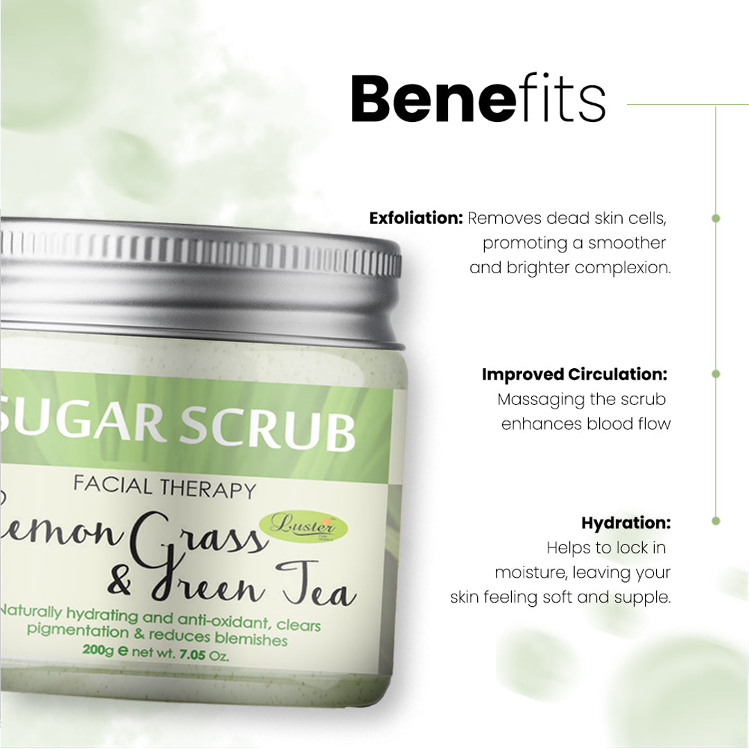 Luster Lemon Grass & Green Tea Sugar Scrub (Paraben & Sulfate Free)-200 g