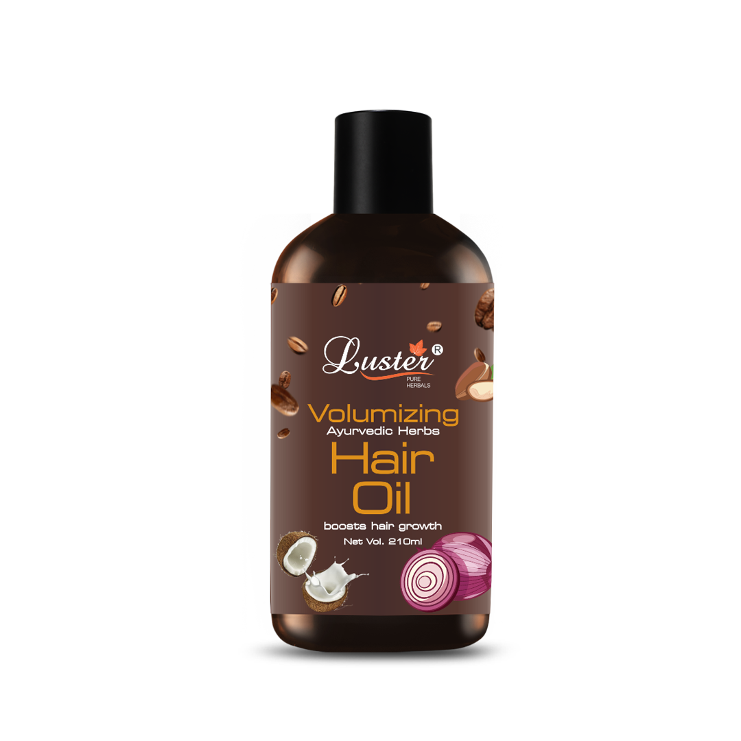 Luster Volumizing Ayurvedic Herbs Hair Oil | Hair Oil For Hair Growth | Hair oil With Onion, Coconut & Coffee | 210 ml - Luster Cosmetics
