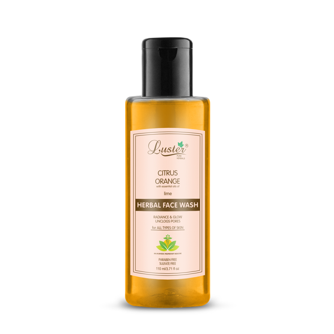 Luster Citrus Orange Face Wash | Lime Essential Oil | Radiance & Glowing Skin | Herbal Face Wash For Women & Men | All Skin Types (Paraben & Sulphate Free) -110ml - Luster Cosmetics