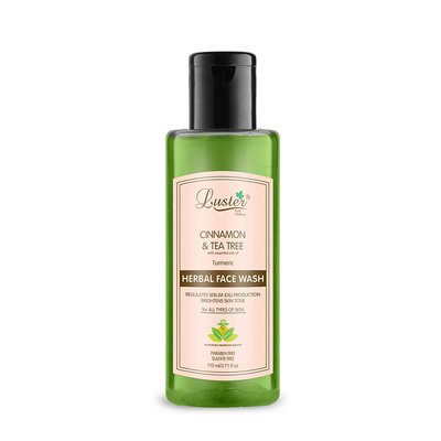 Luster Cinnamon & Tea Tree Face Wash | Made With Natural Ingredients | Herbal Acne Face Wash | For Oily & Dry Skin | For Women & Men (Paraben & Sulphate Free) -110ml - Luster Cosmetics