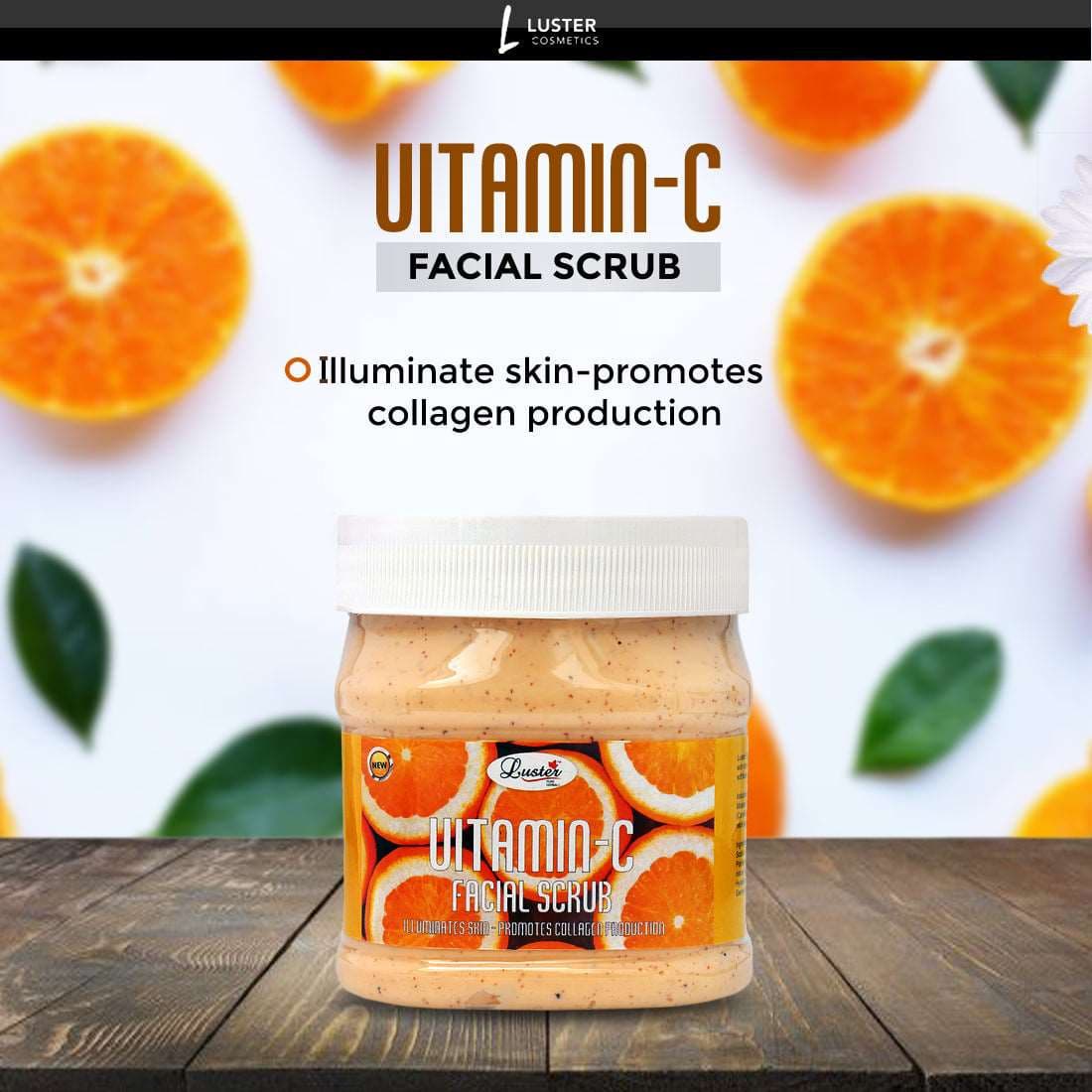 Luster Vitamin C Face & Body Facial Scrub For Women & Men (Paraben & Sulfate Free) - 500 ml