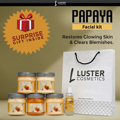 Luster Papaya Fruit Facial Kit Salon Eco Pack (2600 ml) - Paraben & Sulfate Free.