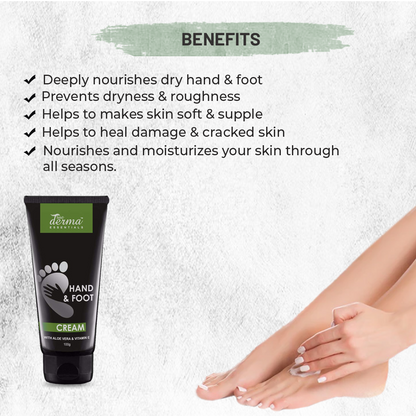 True Derma Essentials Hand & Foot Combo | Cream with Vitamin E & Aloe Vera | Nourishes & Moisturizes Skin | Scrub with Tea Tree Oil & Walnut Shells | Removes Dead Skin & Rejuvenates | Paraben Free | 100ml Each - Luster Cosmetics