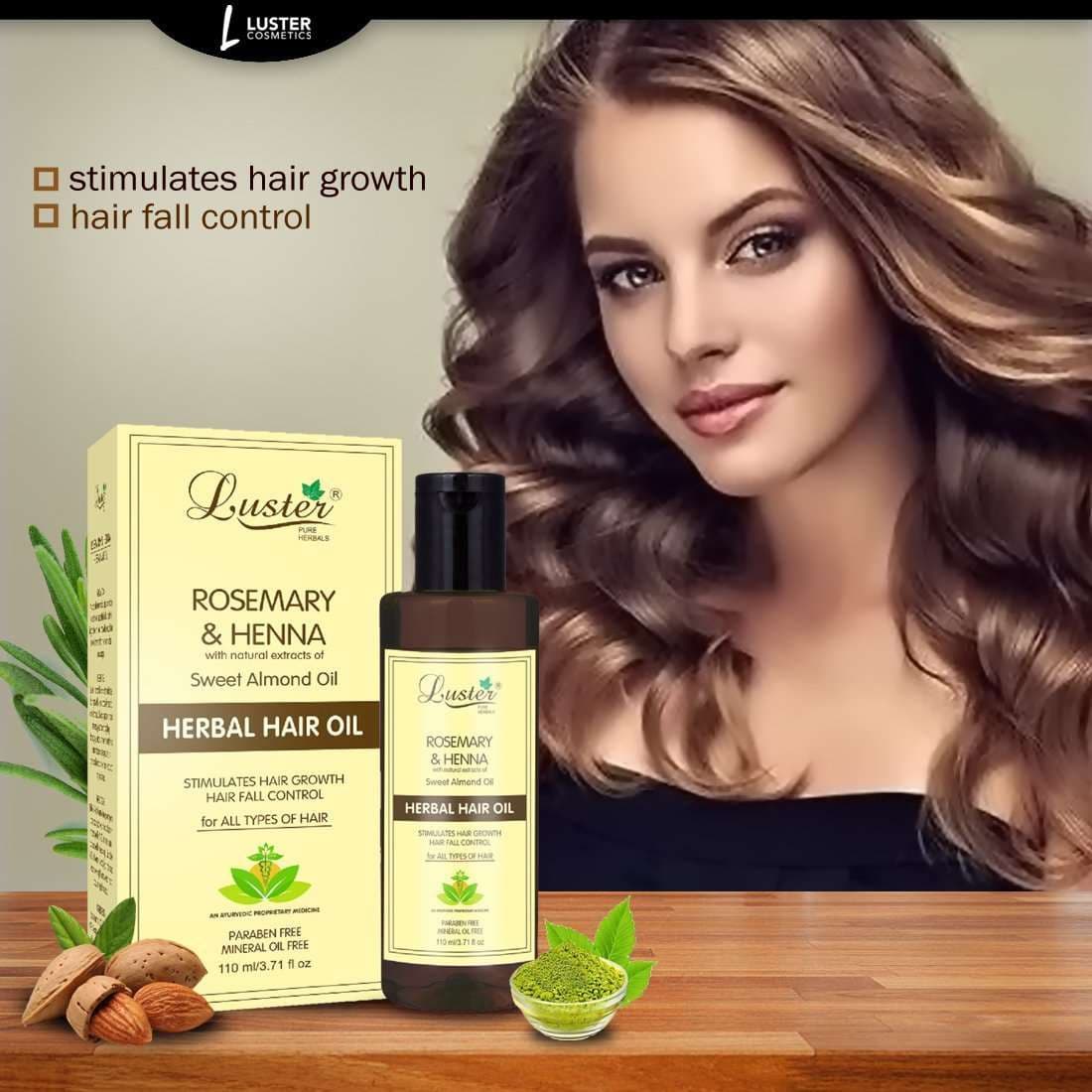 Luster Rosemary & Henna Herbal Hair Oil (Paraben & Mineral Oil Free)-110ml.