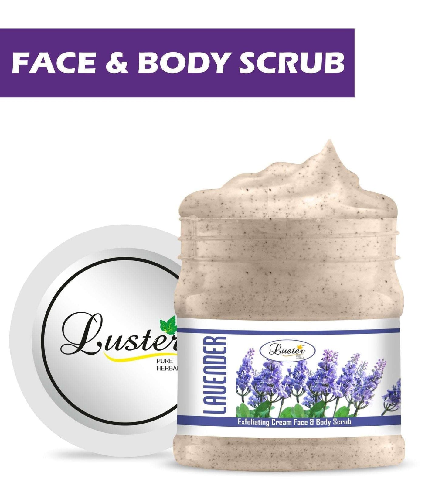 Luster Lavender Face & Body Cream Scrub (Paraben & Sulfate Free)-500ml