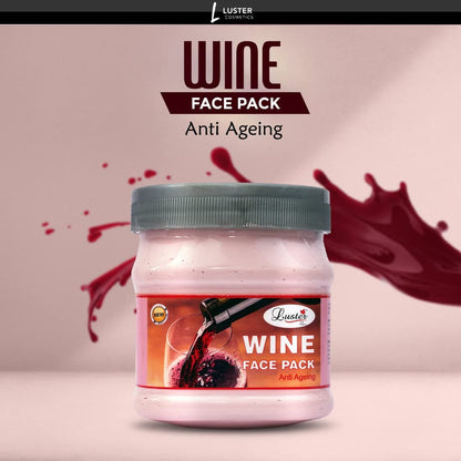 Luster Wine Facial Kit | Instant Glow & Nourishment | Wine Facial Scrub | Wine Massage Cream | Wine Massage Gel | Wine Face Pack | Wine Facial Kit for Women & Men | No Paraben - 500 ml (Pack of 4) - Luster Cosmetics