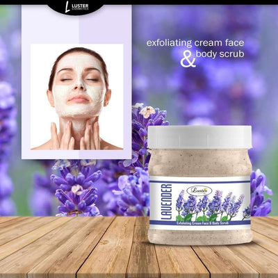Luster Lavender Face & Body Cream Scrub (Paraben & Sulfate Free)-500ml