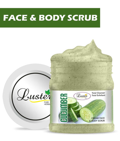 Luster Cucumber Face & Body Cream Scrub (Paraben & Sulfate Free)-500 ml - Luster Cosmetics