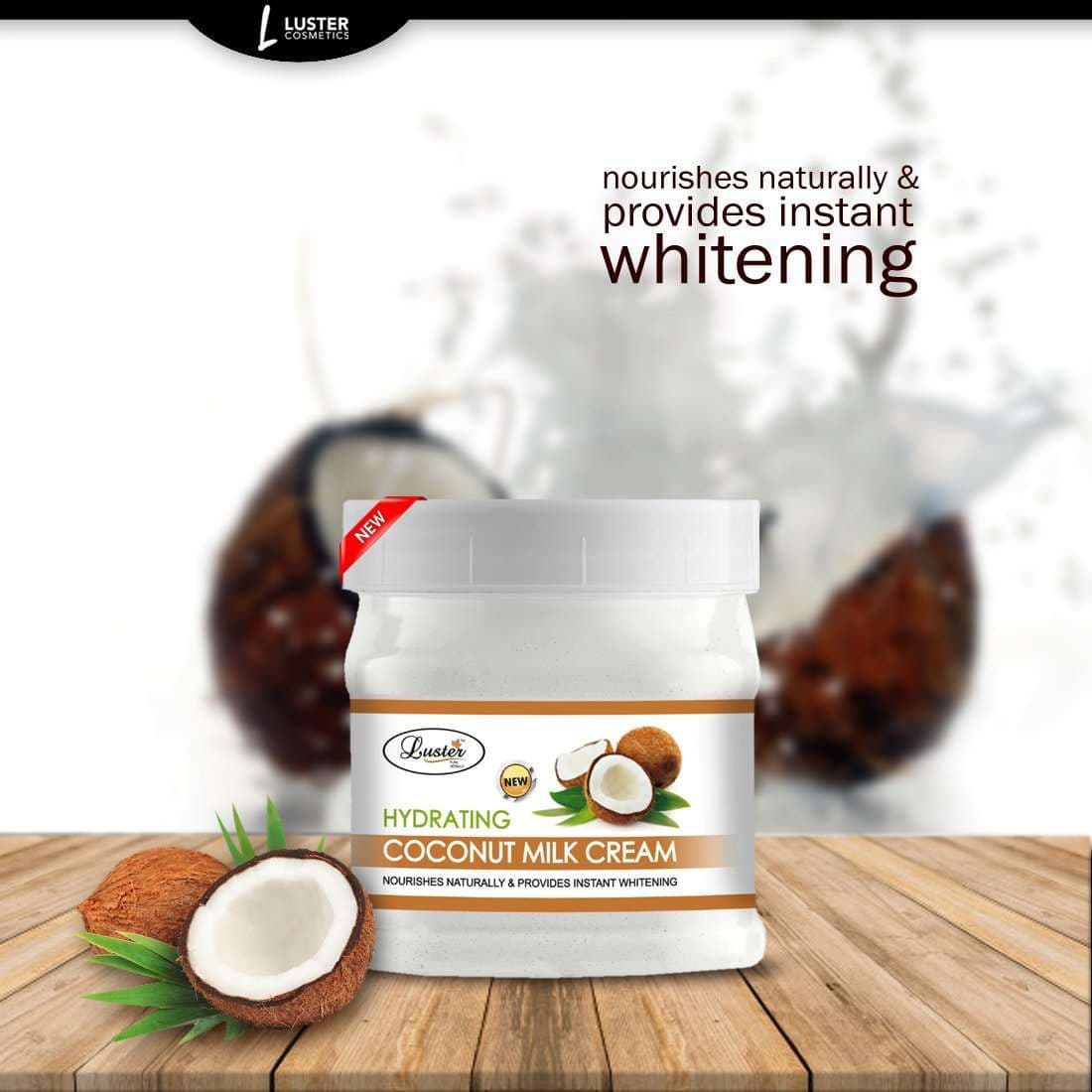 Luster Hydrating Coconut Milk Facial Massage Cream (Paraben & Sulfate Free)-500ml - Luster Cosmetics