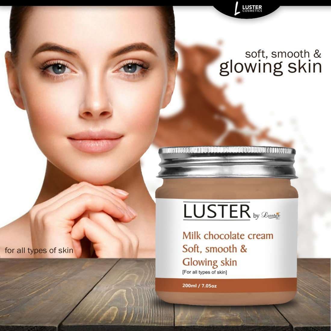 Luster Milk Chocolate Massage Cream - Soft, Smooth & Glowing Skin (Paraben & Sulfate Free)-200 ml - Luster Cosmetics