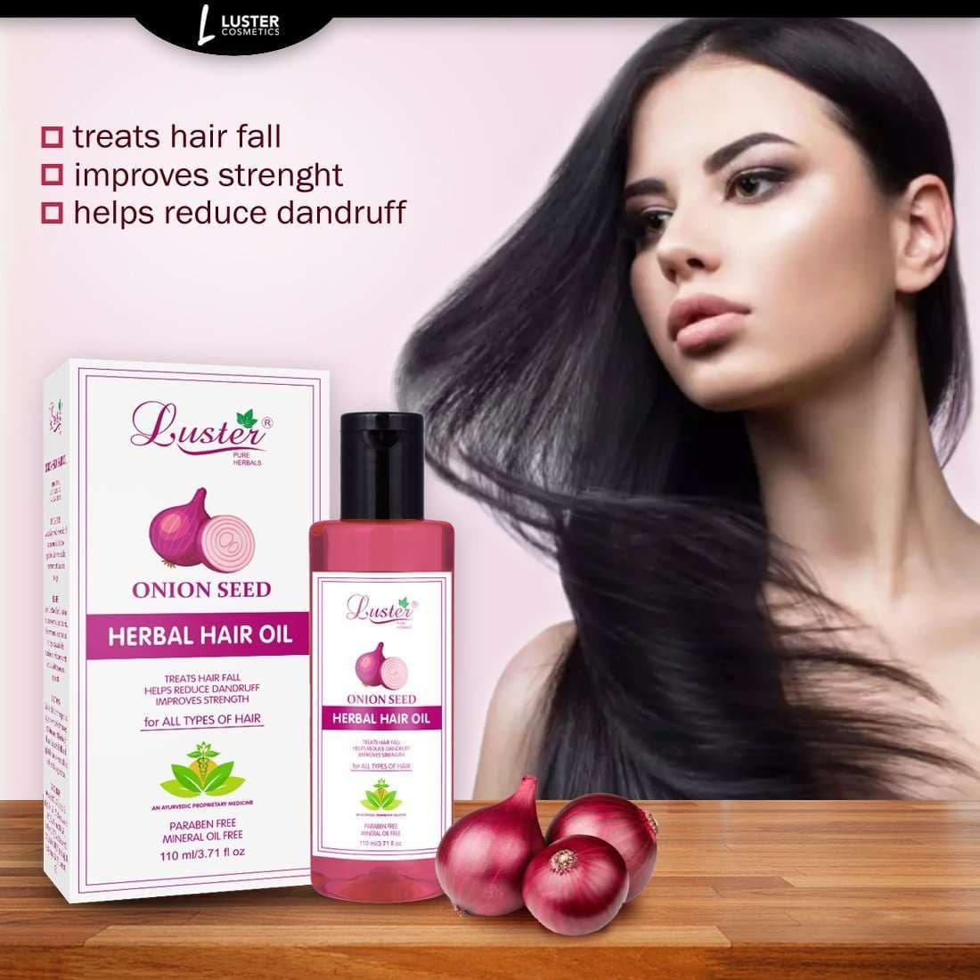 Luster Onion Seed Herbal Hair Oil (Paraben & Mineral Oil Free)-110 ml.